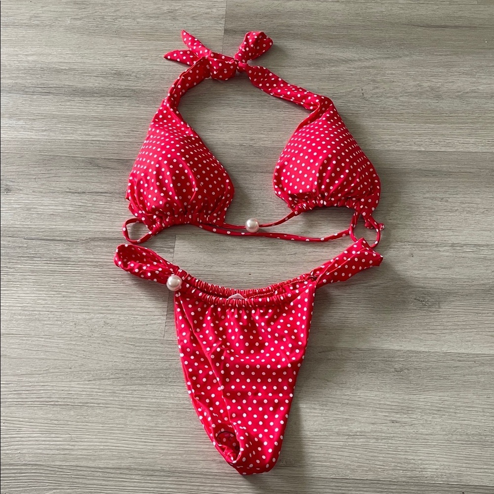 NWOT Red Polka Dot Bikini Set XL